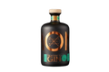 Gin bottle with a black label on a white background
